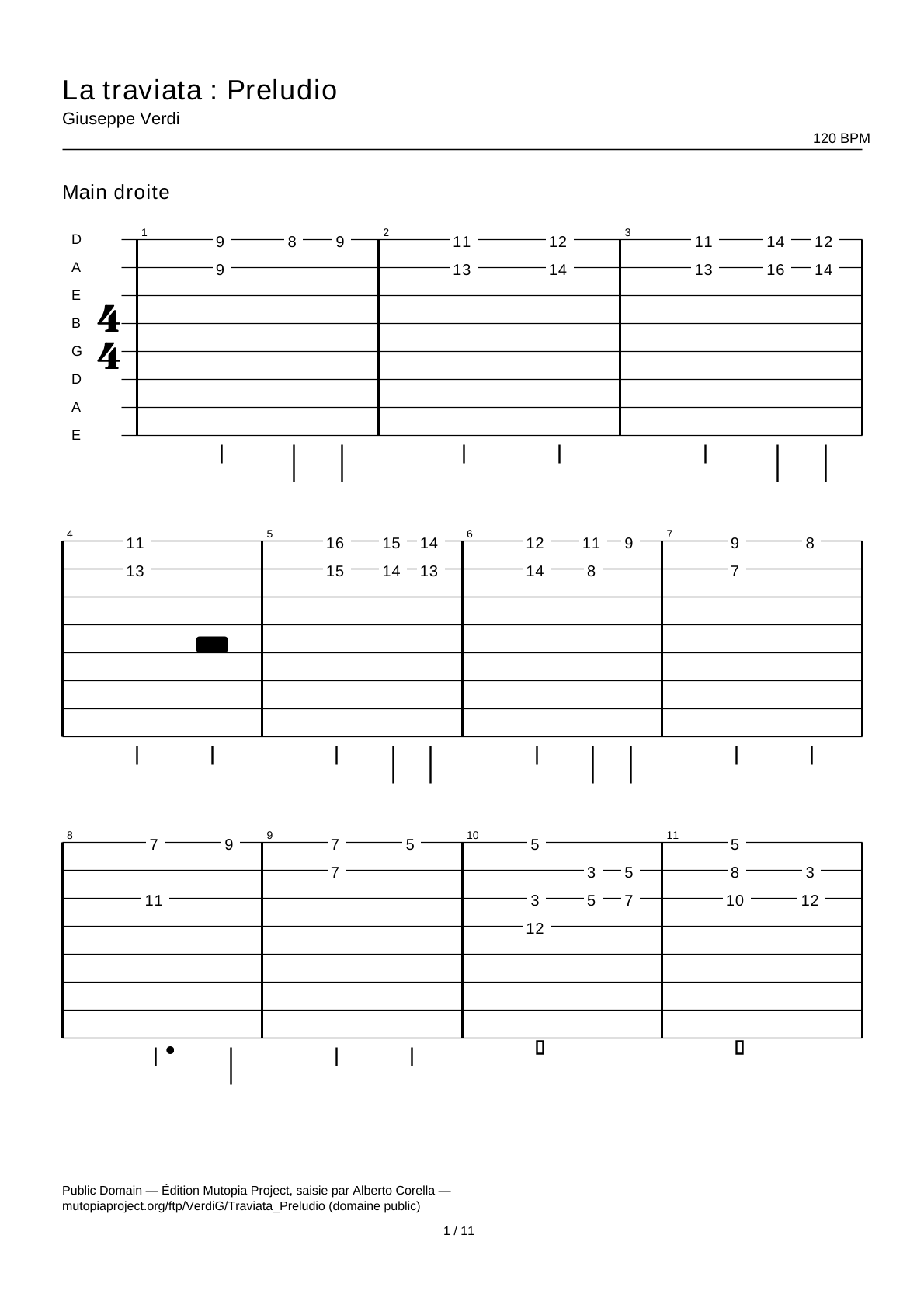 La traviata: Preludio — Guitar Tab
