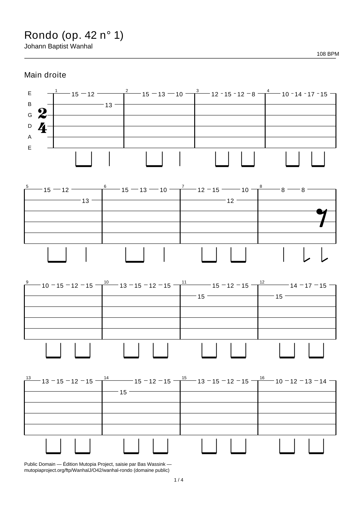 Rondo (Op. 42 No. 1) — Guitar Tab